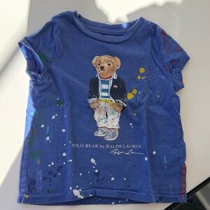 Polo by Ralph Lauren Kids Blue Splatter Bear Tee